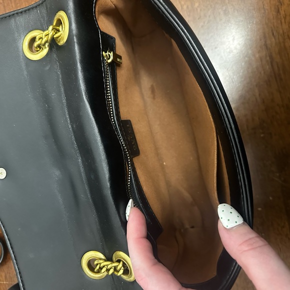 Black Quilted Shoulder Bag with Gold Hardware - Picture 4 of 4